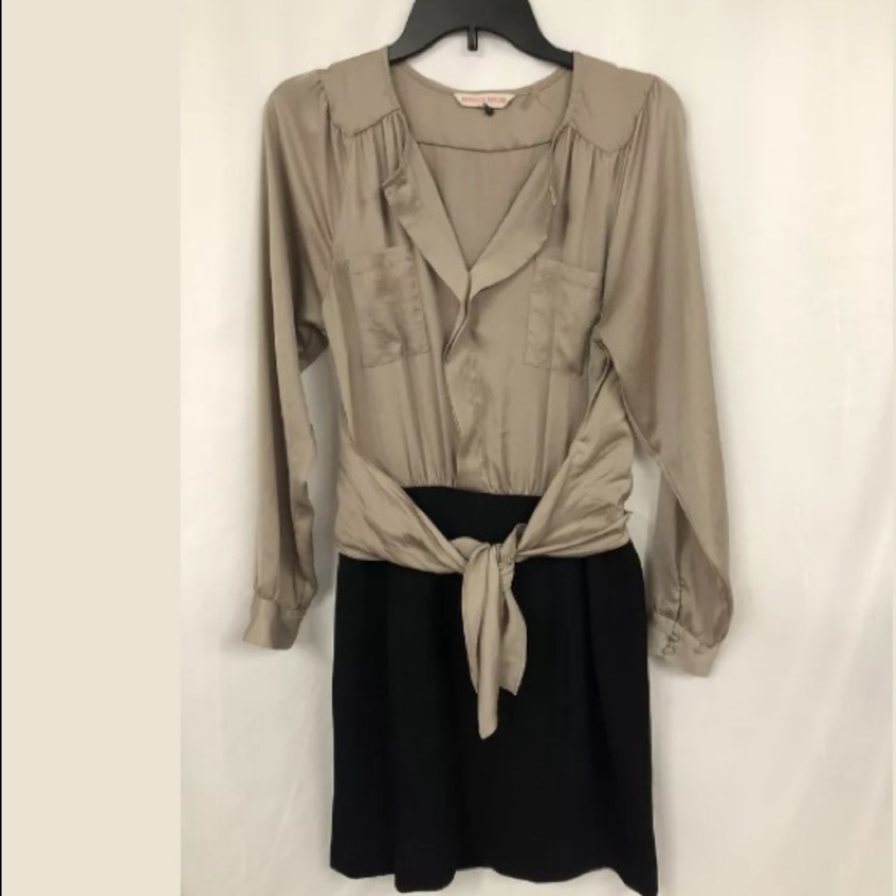 REBECCA TAYLOR BLACK TAN DRESS‎ 8